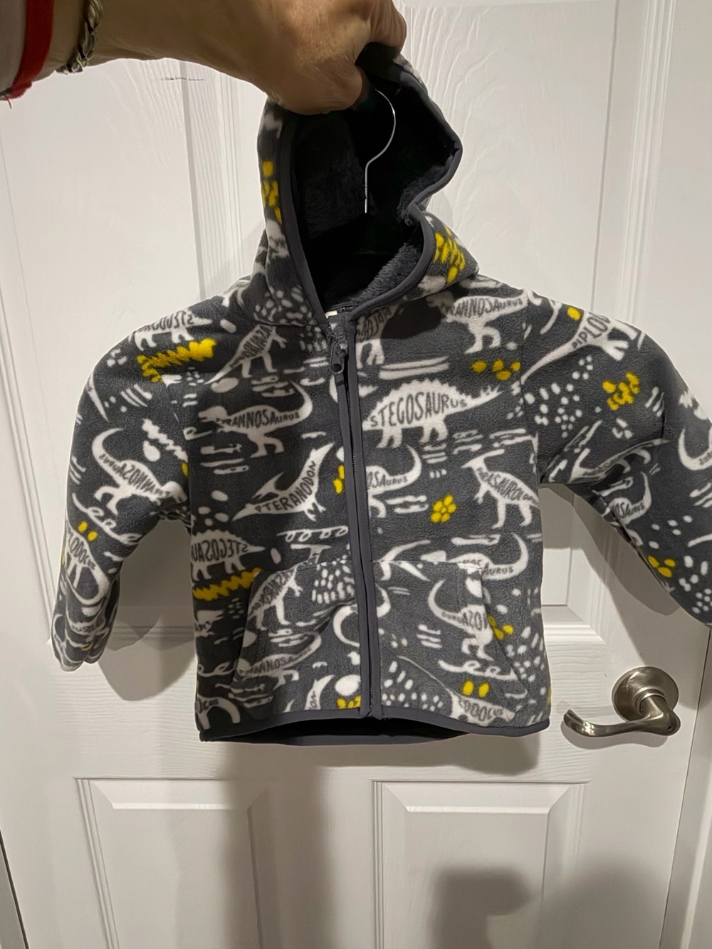 Toddler’s ' Gray Dinosaur Fleece Zip Hoodie - 12-18 months